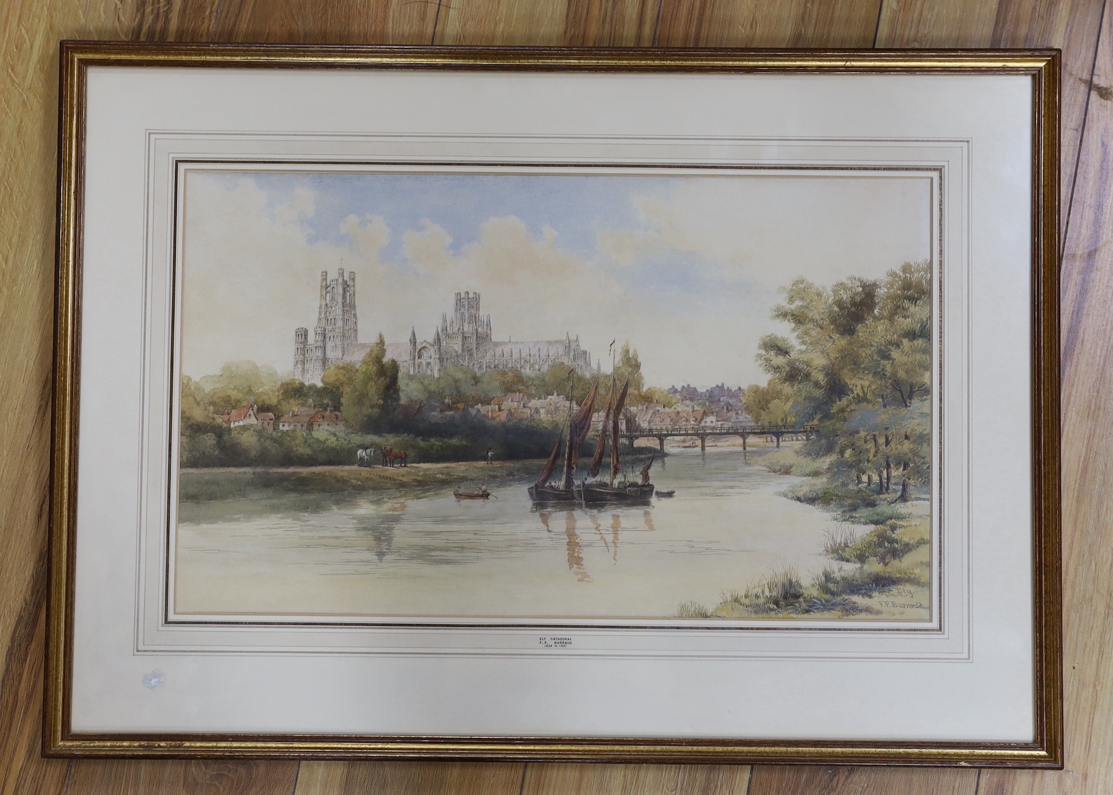 Francis Philip Barraud (1824-1901), watercolour, Ely Cathedral, signed, 31 x 54cm